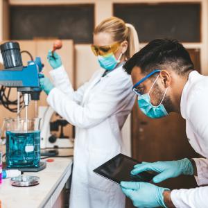 Scientists doing work in a laboratory.